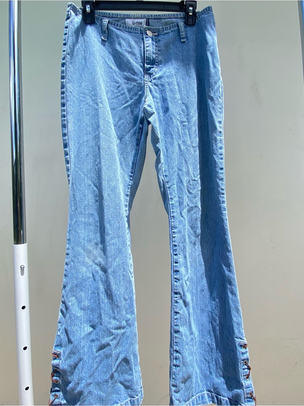 Y2K Jordache Light Wash Low Rise Flare Lace Up Jeans Size 31